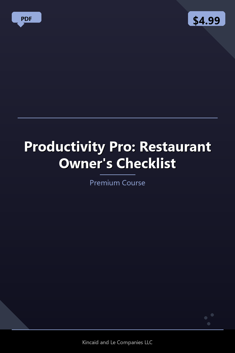 Productivity Pro: Restaurant Owner's Checklist